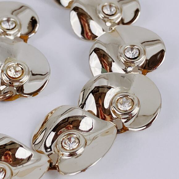 Vintage Mid Century Gold Tone Heart Rhinestone Choker Necklace 1950s - Picture 5 of 15